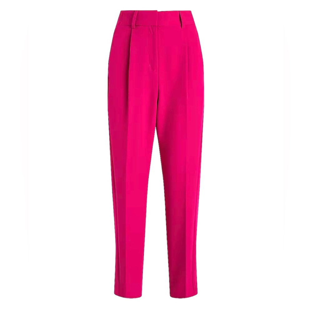 Flamingo Pink High Waisted Pleated Ankle Pant